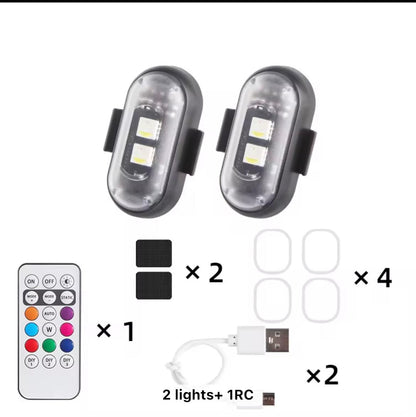 Wireless LED Strobe Light Kit for Car & Motorcycle – 8 RGB Colors - Flash/Steady - 3500mAh Battery, IP65 Waterproof, Remote Control, Anti-Collision, USB Rechargeable - Long Battery