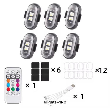 Wireless LED Strobe Light Kit for Car & Motorcycle – 8 RGB Colors - Flash/Steady - 3500mAh Battery, IP65 Waterproof, Remote Control, Anti-Collision, USB Rechargeable - Long Battery